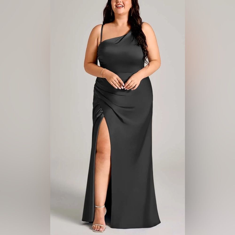 Azazie Madelyn Mermaid One Shoulder Convertible Dress Black Size 4 NWT